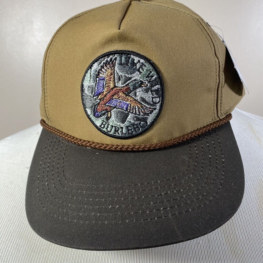Burlebo Outdoors Live Wild Duck  SnapBack Rope Hat Waxed Canvas Khaki Camp Patch